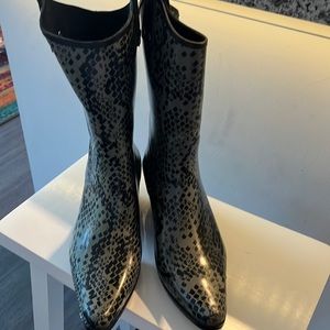 Rubber cowboy rain boots
